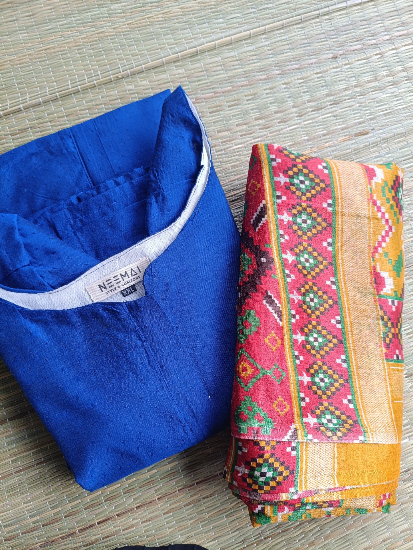 2 Pc set / Center zip kurti with Dupatta-  Normal /Feeding kurti - Ink Blue
