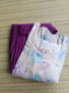Raw silk Maternity Maxi/Gown in center zip - Festival Collection- Full cotton lining - Violet with white flower