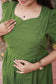 Chettinad Cotton -2 pc set -Maternity Maxi/Gown - Festival Collection -Full cotton lining- Double side zip with dupatta-Green with sandal