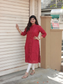 Raw silk Kurti/ Front 4 button operable( optional feeding) -used to Normal wear kurti - Red
