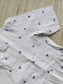 Onam special Maternity maxi / gown-Center zip- White and Purple butta
