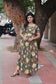 Kalamkari cotton- Feeding/ Maternity Maxi/Gown - Cotton lining  / Double side zip-Green flower