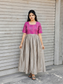 Raw silk Maternity Maxi/Gown in center zip - Festival Collection- Full cotton lining -pink with Silver