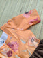 Raw silk Maternity Maxi/Gown in center zip - Festival Collection- Full cotton lining - Brown with orange flower