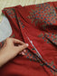 Cotton Maternity Feeding Gown/Maxi /Double Side Zip- Red with black flower