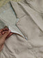 Prewashed Handloom Jamdani - Maternity / Feeding - Maxi/Gown - Cotton Lining - Center zip- Collar Half white