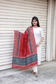 2 Pc set / Center zip- Tissue silk kurti with Dupatta-  Normal /Feeding kurti - White with Red