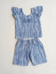 Girl baby dress / Cotton  / 2 pc set- Blue Stripe