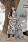 Block printed kalamkari cotton Maternity 2 pc chudidhar set [ Top with double side zip, and dupatta - Grey Flower