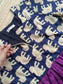Cotton / Raw silk Maternity Maxi/Gown in center zip - Festival Collection- Full cotton lining - Violet with navy pichwai
