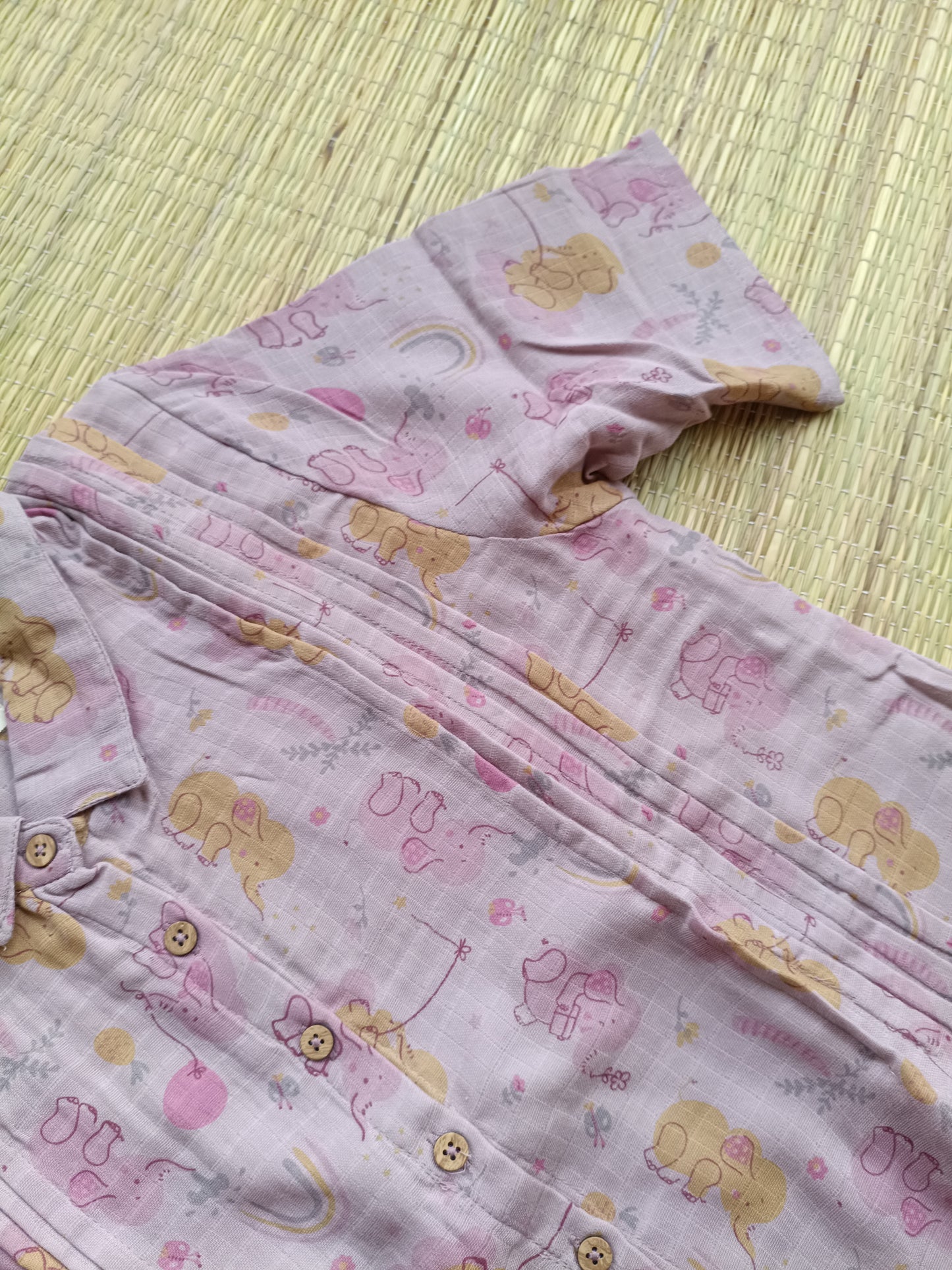 Muslin Collar A line Dress (Relaxed Fit)  – Light purple |Front 4 Button Openable  Maternity & Feeding/Casual wear Dress