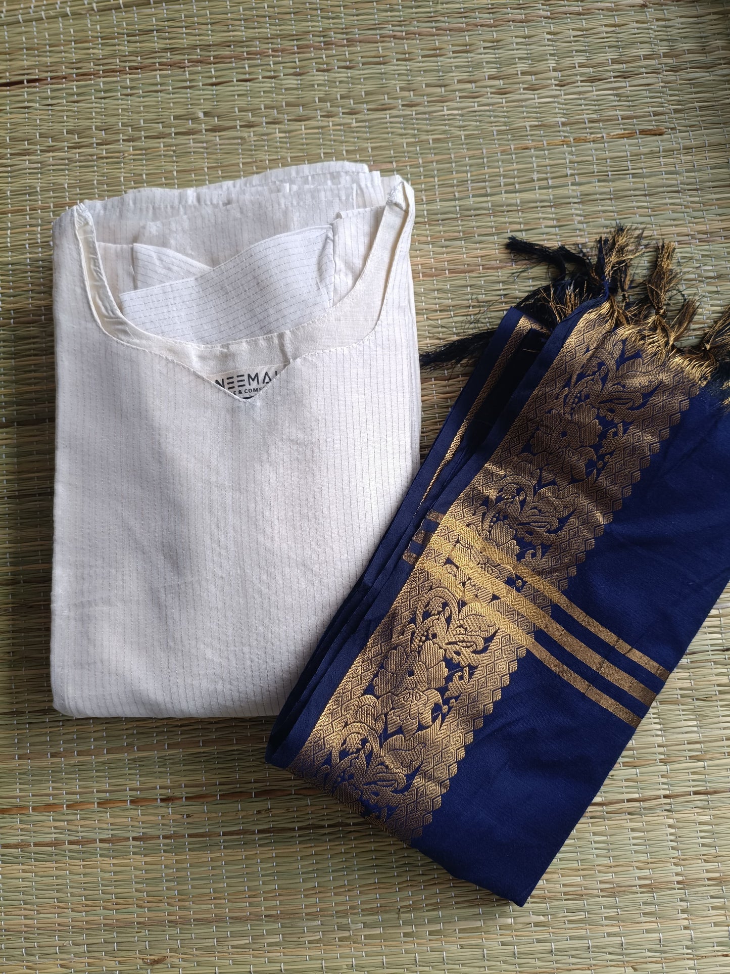 Silk Dupatta - Ink blue