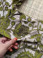 Block printed kalamkari cotton Maternity 2 pc chudidhar set [ Top with double side zip, and dupatta - Light Green Flower