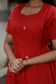Handloom Jamdani - Maternity / Feeding - Maxi/Gown -Full Cotton Lining - Double side Zips - Tomato Red