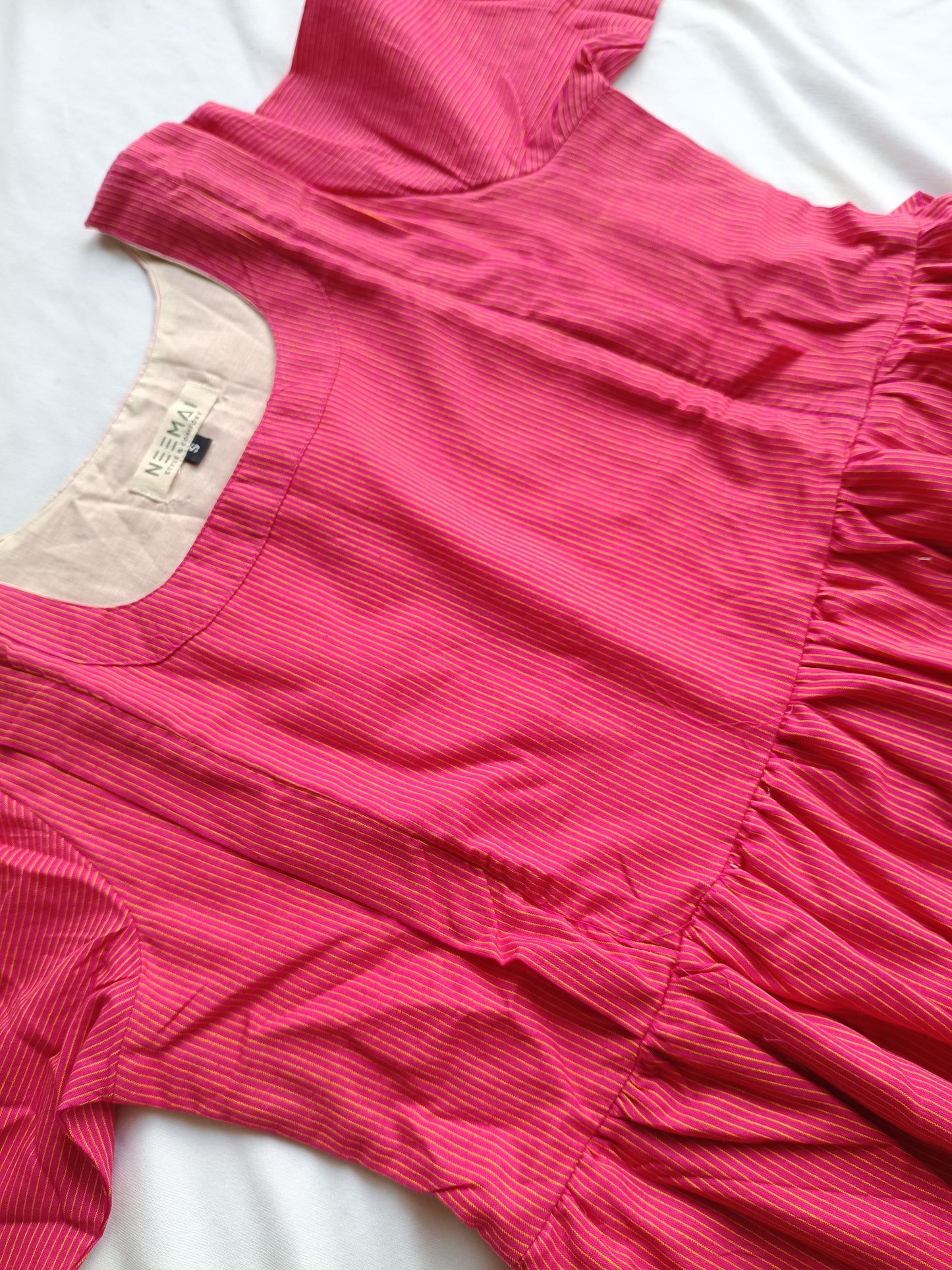 Cotton - Feeding/ Maternity Maxi/Gown - Cotton lining /Double side zip - Pink Stripe