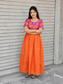 Raw silk Maternity Maxi/Gown in center zip - Festival Collection- Full cotton lining - Fanta orange