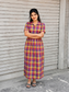 Madras checks Cotton - Feeding/ Maternity Maxi/Gown - Cotton lining /Center zip -Small check s Multi color
