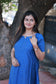 Raw silk Maternity 3 pc chudidhar set [ A line Top with center side zip,  Pant and dupatta - Blue checks (No Side open top)