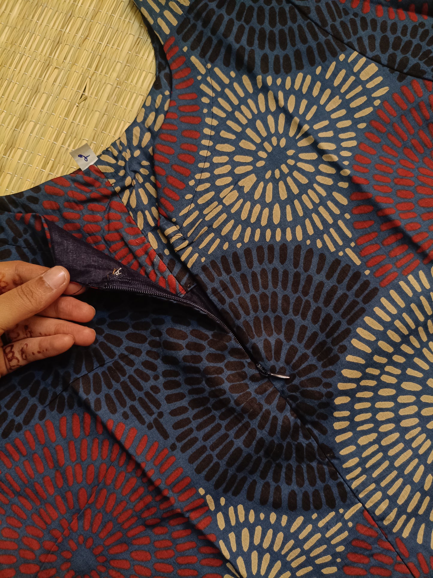 Kalamkari Cotton  A line Maternity Feeding Kurti /Center Zip(Dress length 45 inches)-Red  Chakkara