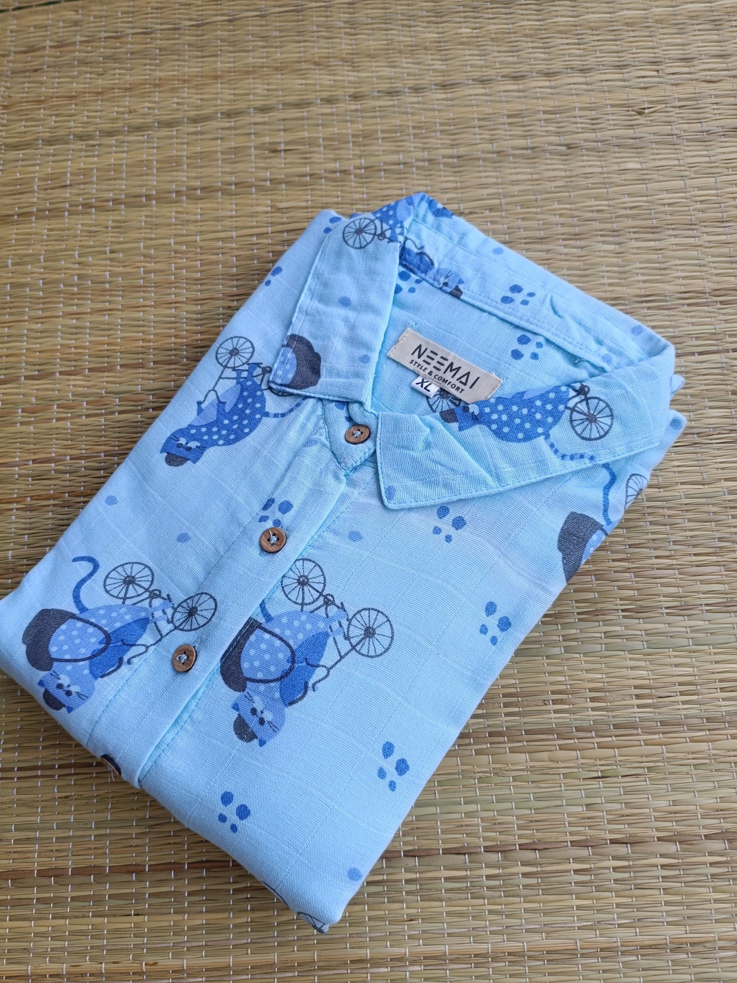 Muslin Collar A line Dress (Relaxed Fit)  – Blue |Front 4 Button Openable  Maternity & Feeding/Casual wear Dress