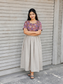 Cotton / Raw silk Maternity Maxi/Gown in center zip - Festival Collection- Full cotton lining - Silver  with violet flower
