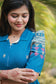 Handloom Jamdani - Maternity / Feeding - Maxi/Gown - Cotton Lining - Center Zip-Blue