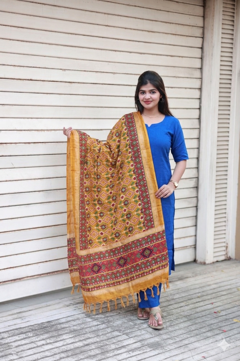 2 Pc set / Center zip kurti with Dupatta-  Normal /Feeding kurti - Ink Blue