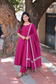 Raw Silk Maternity 3 Pc Chudidhar Set –  Pink (Center Zip, No Side Top)
