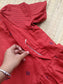 Handloom Cotton Maternity Feeding Gown/ maxi/  Double Side Zip- Red with blue butta
