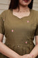 Handloom Jamdani - Maternity / Feeding - Maxi/Gown - Full Cotton Lining - Double side Zips - olive green