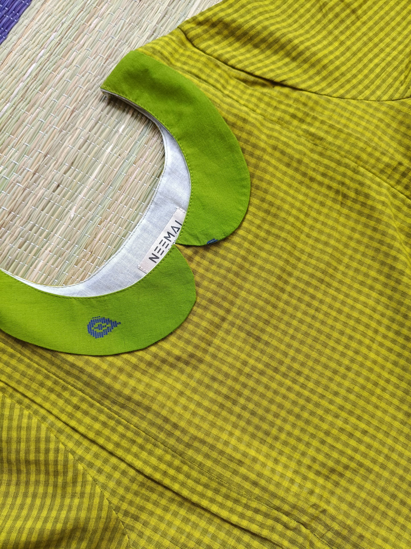 Mul Mul Cotton - Feeding/ Maternity Maxi/Gown - Cotton lining /Double side zip -   Green Checks