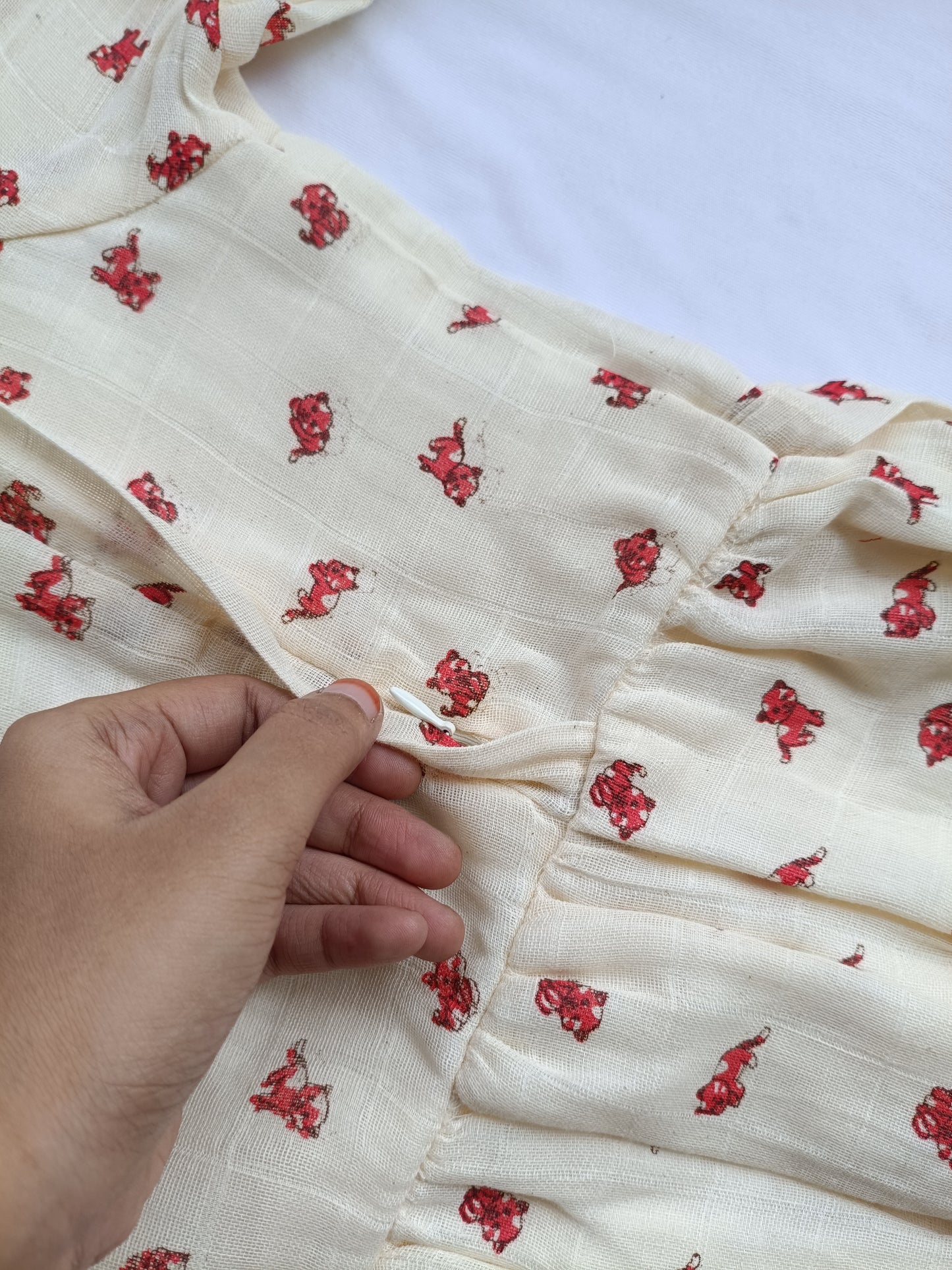 Premium Muslin- Feeding/ Maternity Maxi/Gown - Cotton lining /Double side zip -  Red Panda - Photoshoot