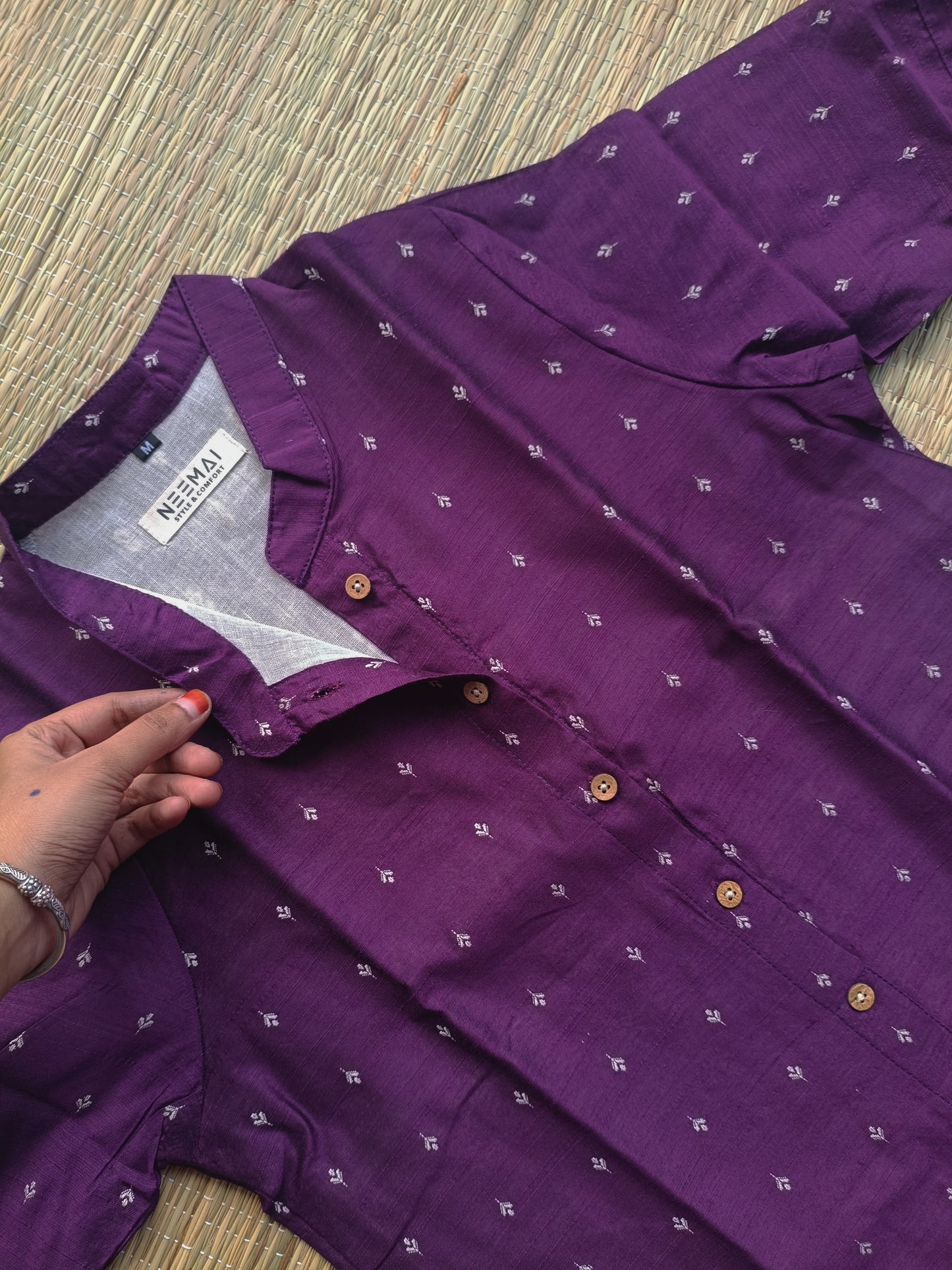 Raw silk Kurti/ Front 4 button operable( optional feeding) -used to Normal wear kurti - purple