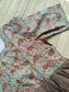 Cotton / Raw silk Maternity Maxi/Gown in center zip - Festival Collection- Full cotton lining -Brown with Light green
