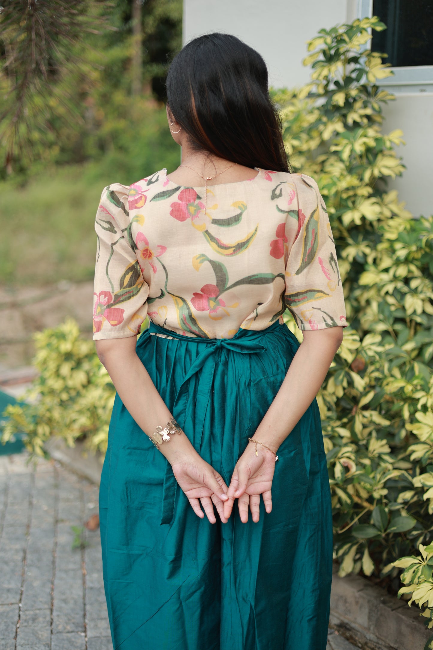 Raw silk Maternity Maxi/Gown in center zip - Festival Collection- Full cotton lining -Sandal with ramar green