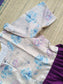 Raw silk Maternity Maxi/Gown in center zip - Festival Collection- Full cotton lining - Violet with white flower