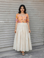 Raw silk Maternity Maxi/Gown in center zip - Festival Collection- Full cotton lining - Half white with orange flower