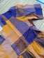 Madras checks Cotton - Feeding/ Maternity Maxi/Gown - Cotton lining /Center zip -Collar Yellow and blue