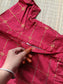 Raw silk Maternity Maxi/Gown - Festival Collection- Full cotton lining - Red with gold checks