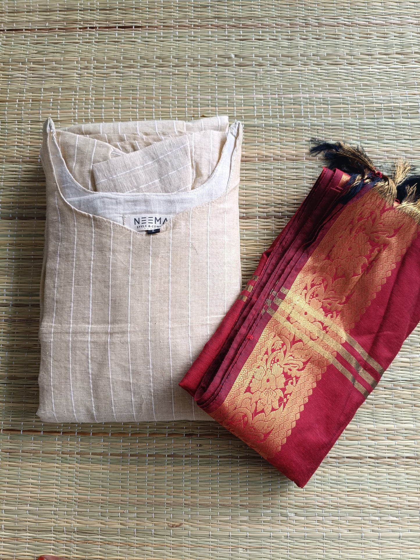 Silk Dupatta - Marron