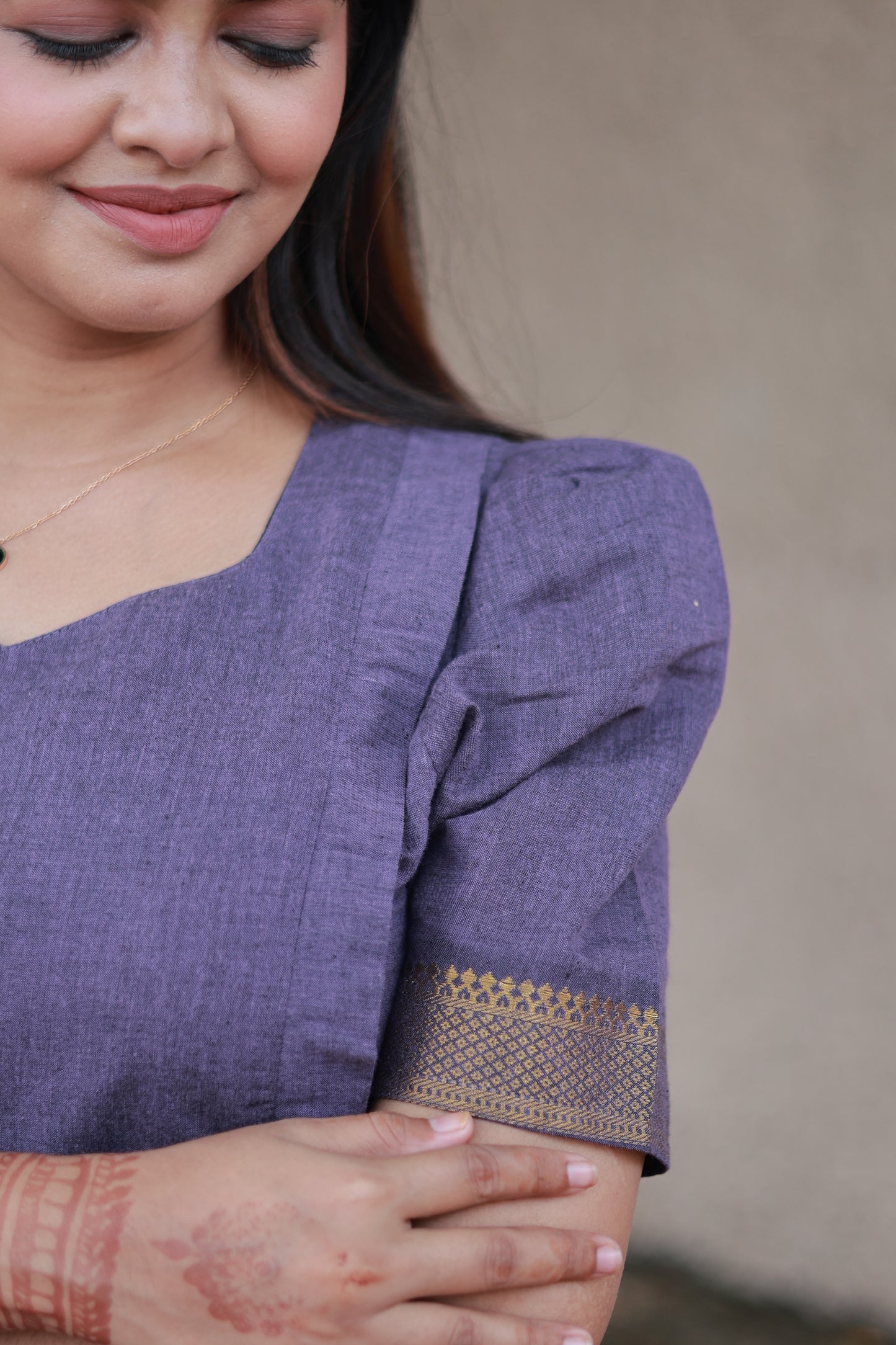 Chettinad Cotton -2 pc set -Maternity Maxi/Gown - Festival Collection -Full cotton lining- Double side zip with dupatta- Purple