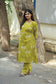 Cotton /Maternity 3 pc chudidhar set [ A line Top with double side zip, pant and dupatta] -Olive green ( No side open top)