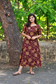 Kalamkari Cotton  A line Maternity Feeding Kurti /Center Zip(Dress length 45 inches)- Violet flower