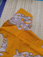 Block printed kalamkari cotton Maternity 3 pc chudidhar set [ Top with center zip, Pant and dupatta - Yellow ( A line kurti -No side open)