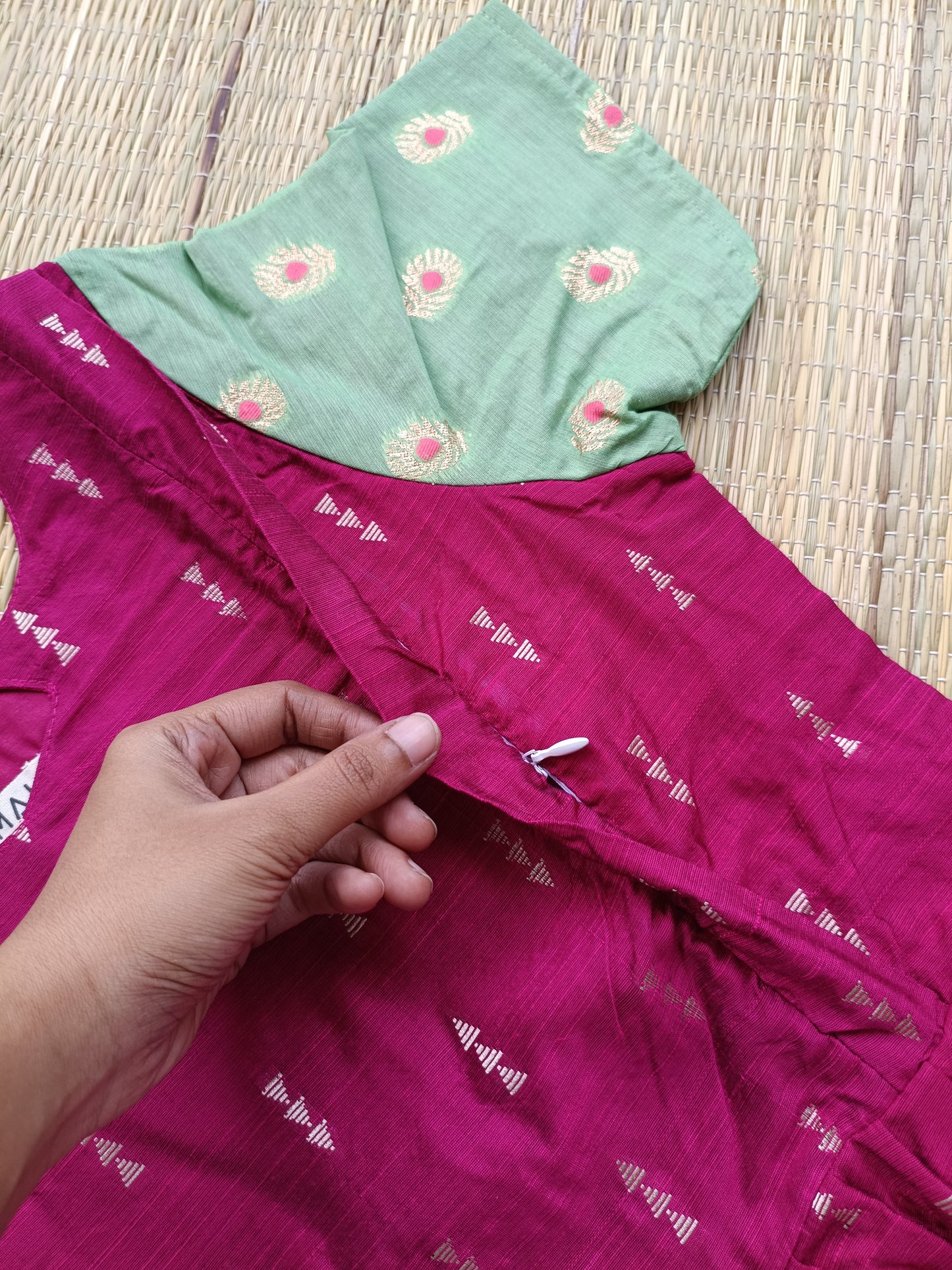 Raw Silk Maternity Feeding Gown/Maxi – Pink | Double Side Zip