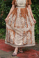 Kalamkari cotton- Feeding/ Maternity Maxi/Gown - Cotton lining  / Double side zip- Brown with sandal