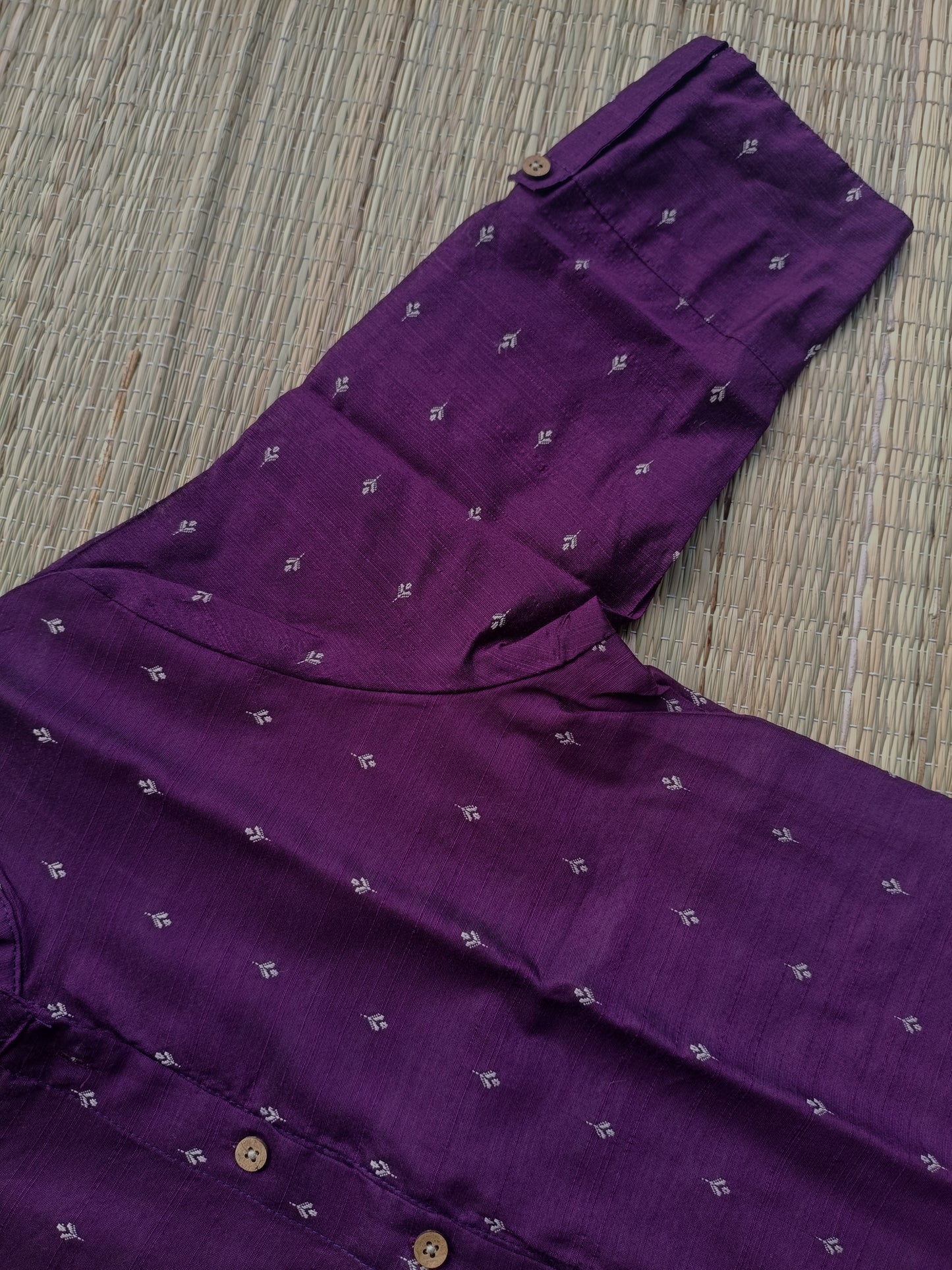 Raw silk Kurti/ Front 4 button operable( optional feeding) -used to Normal wear kurti - purple