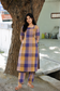 Madras check/ cotton Maternity 2 pc chudidhar set [ Top with double side zip, and Pant - Yellow and Navy blue