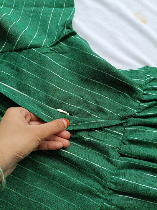 Cotton - Feeding/ Maternity Maxi/Gown - Cotton lining /Double side zip - Green line