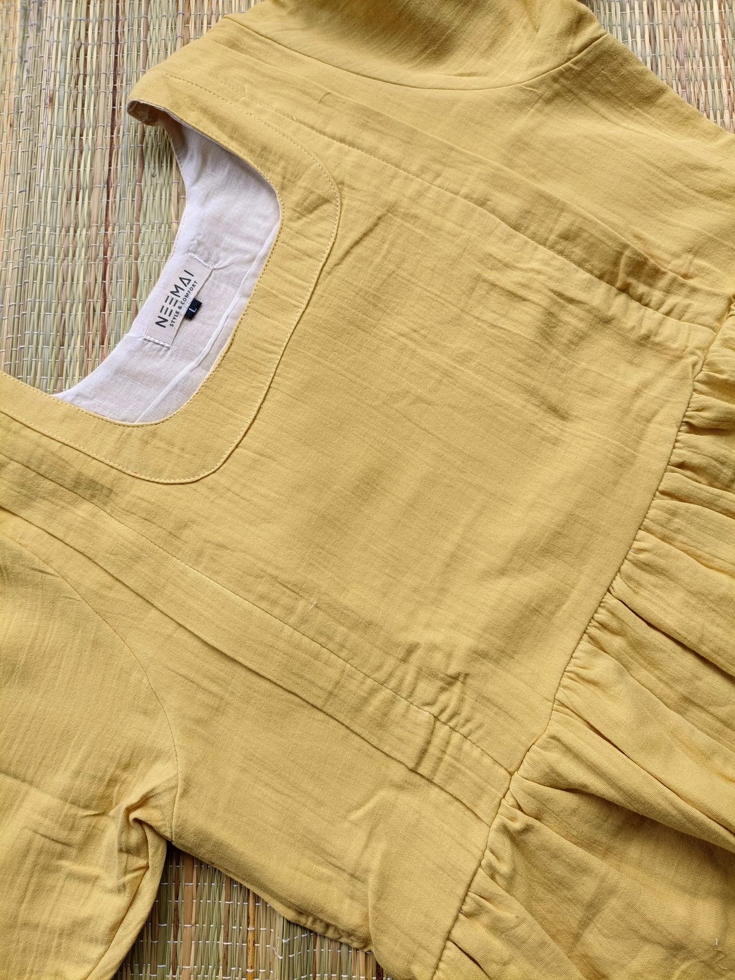 Premium Muslin- Feeding/ Maternity Maxi/Gown - Cotton lining /Double side zip - Yellow